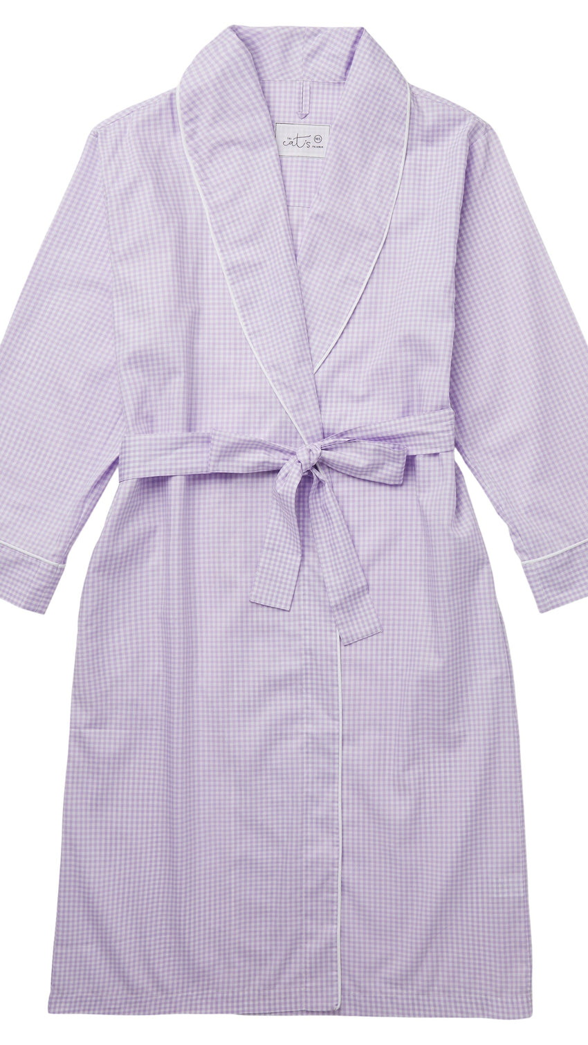 Classic Gingham Luxe Pima Shawl Robe - Lavender Extra Lavender