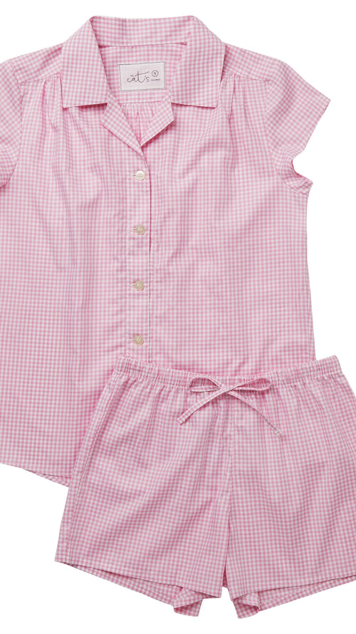 Classic Gingham Pink Short Set Extra Pink