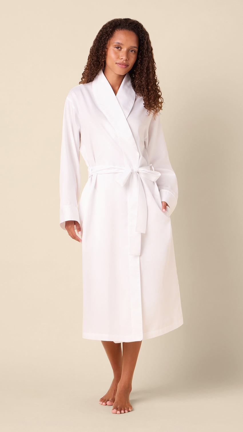 Classic Luxe Pima Shawl Collar Robe - White Main White