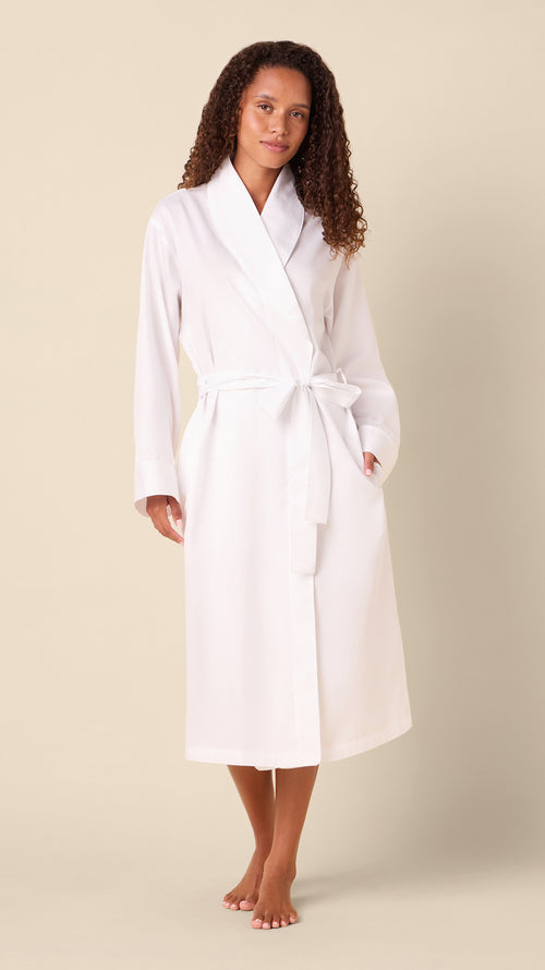 Classic Luxe Pima Shawl Collar Robe - White Main White