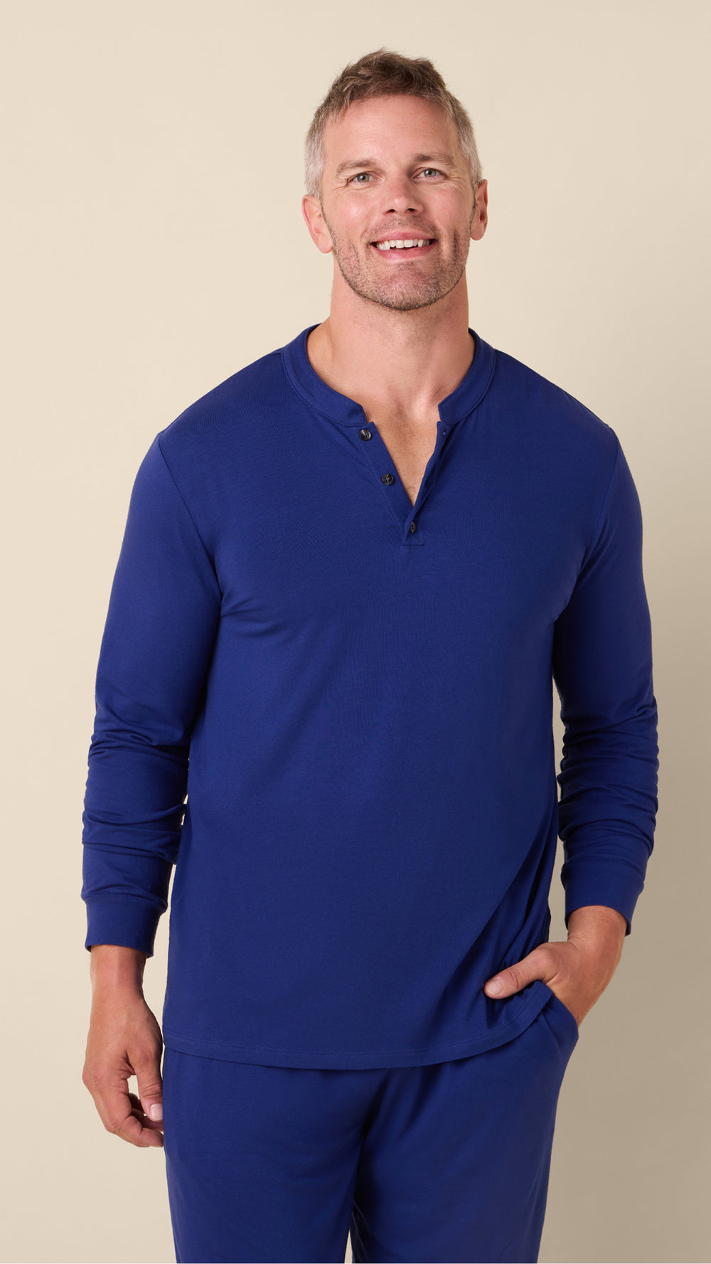 Classic Pima Knit Henley Set - Navy Extra Navy