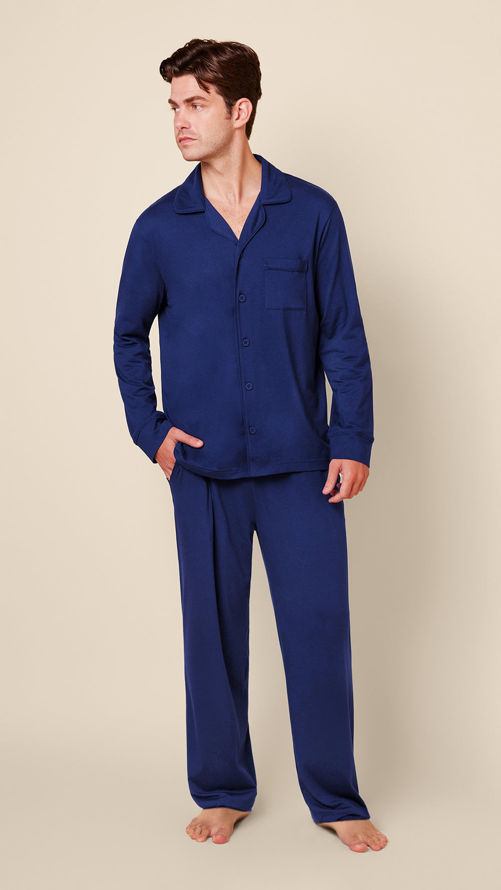 Classic Pima Knit Men's Pajama Set - Navy Main Navy