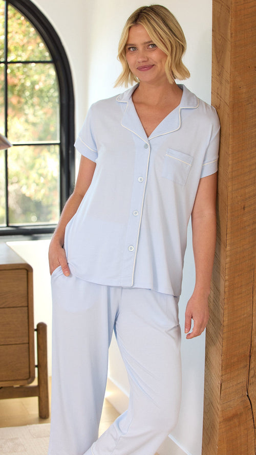 Classic Pima Knit Capri - Powder Blue Main Powder Blue