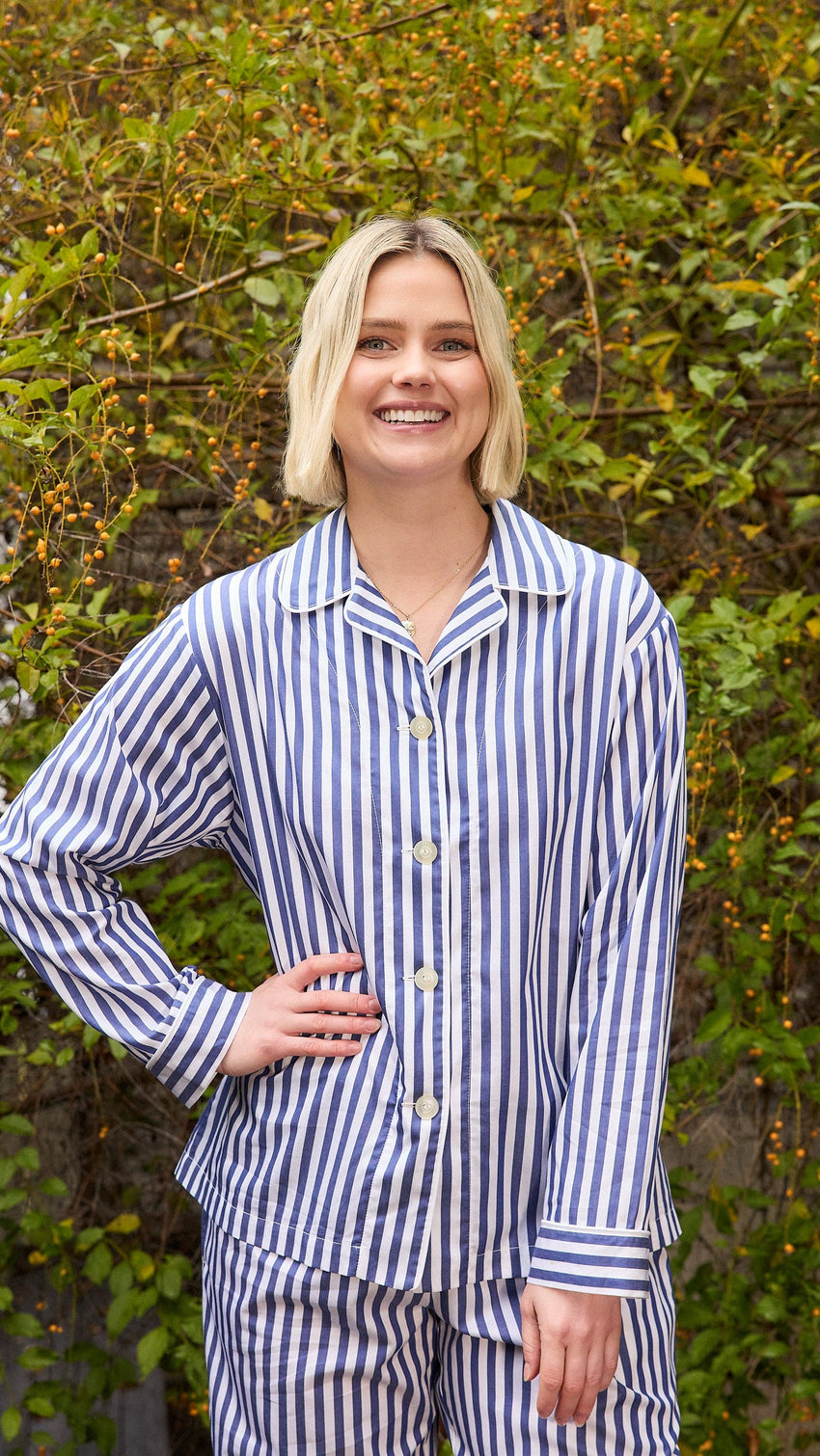 Classic Stripe Luxe Pima Long-Sleeved Pajama - Navy Extra Navy