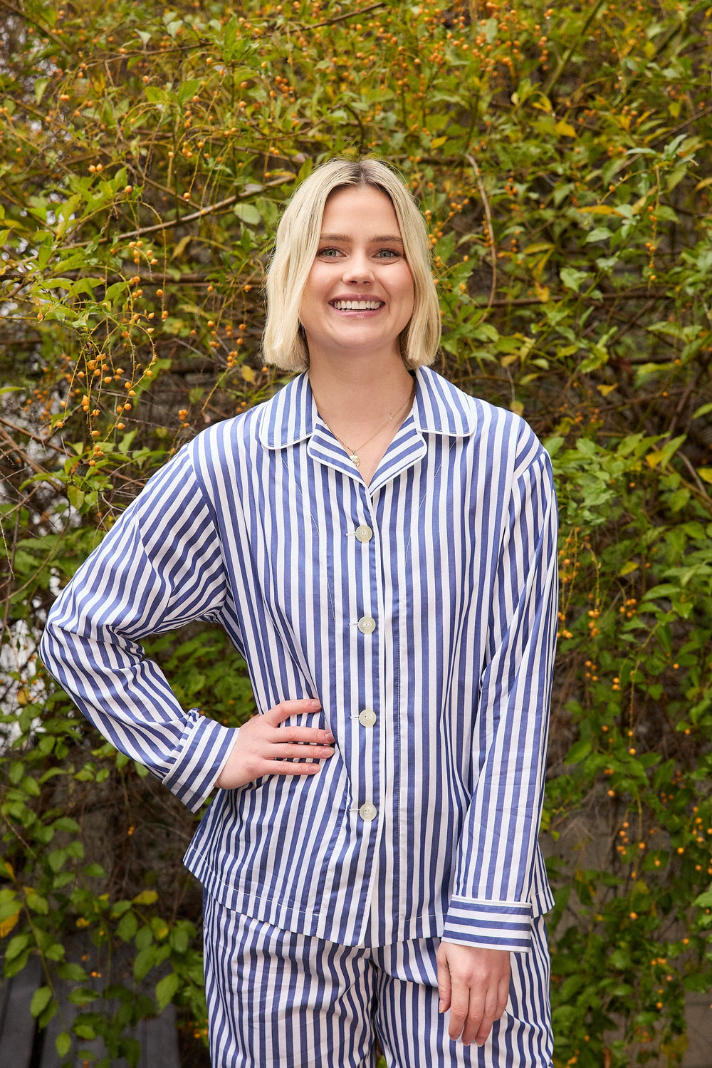 Classic Stripe Luxe Pima Long-Sleeved Pajama - Navy Extra Navy