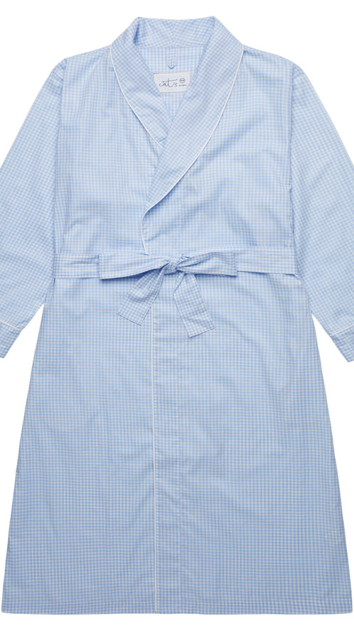 Classic Gingham Luxe Pima Shawl Robe - Blue Extra blue