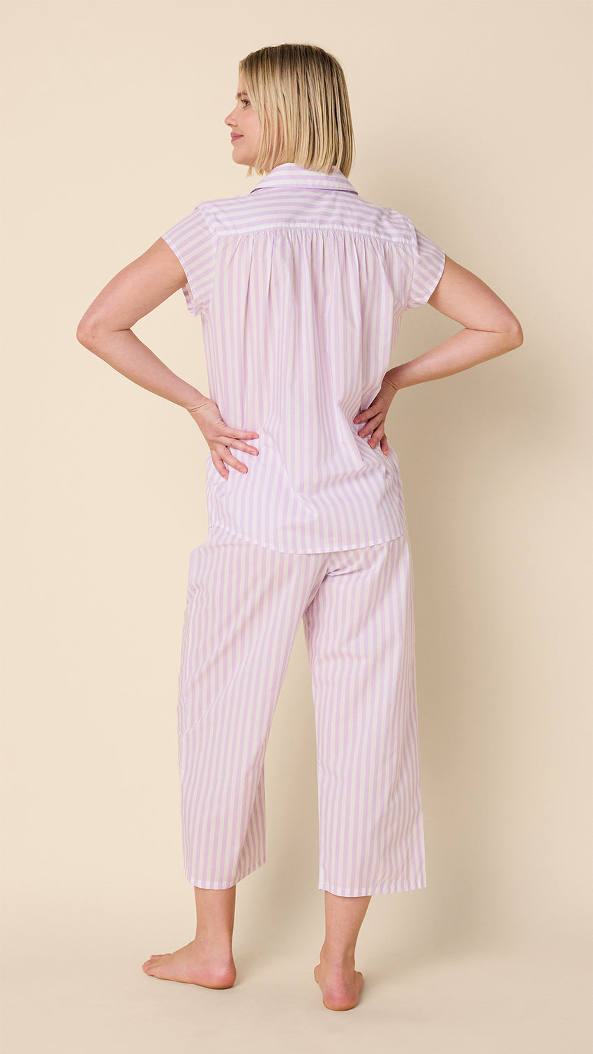 Classic Stripe Luxe Pima Capri Set - Lavender Hover Lavender