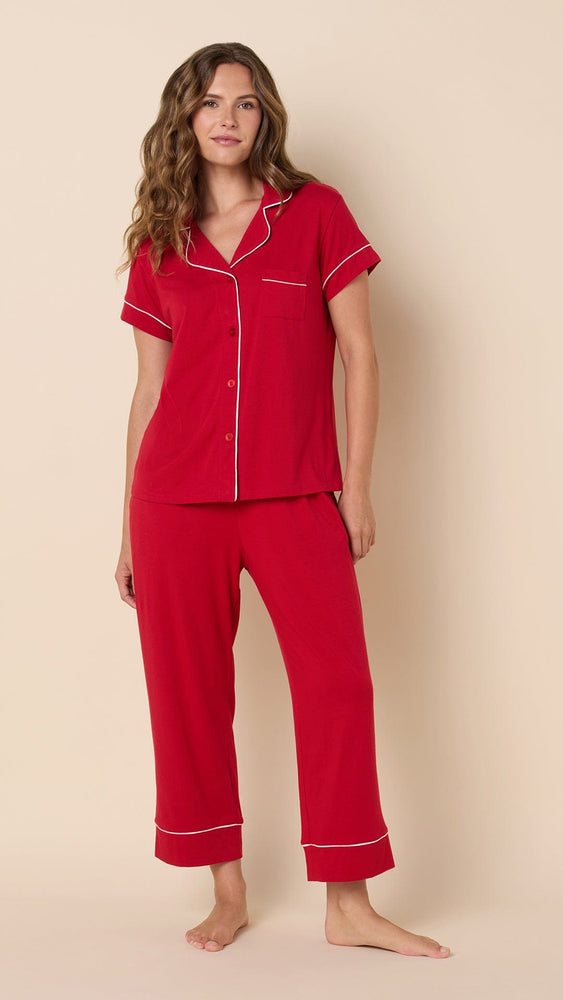 Classic Pima Knit Capri Set - Red main red