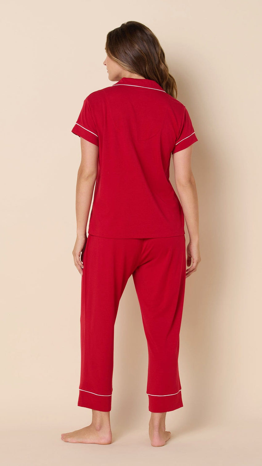 Classic Pima Knit Capri Set - Red hover red