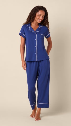 Classic Pima Knit Capri - Marine Blue