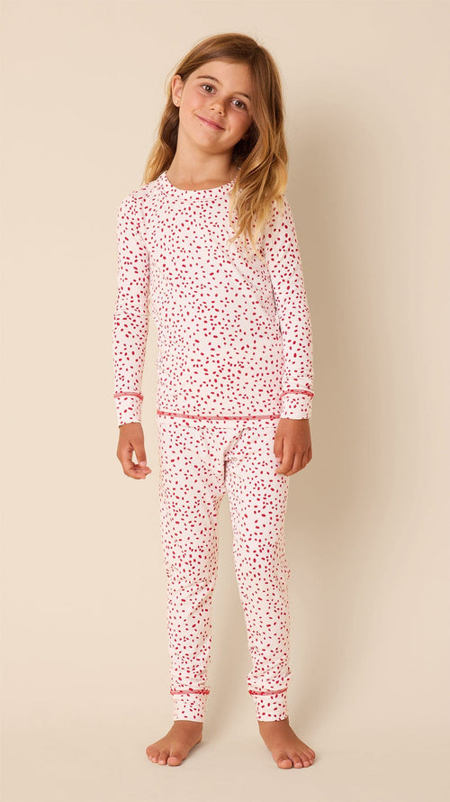 Confetti Dot Pima Knit Kids Pajama - white/Red Main White