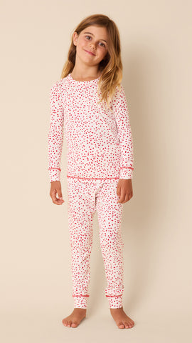 Confetti Dot Pima Knit Kids Pajama - Red