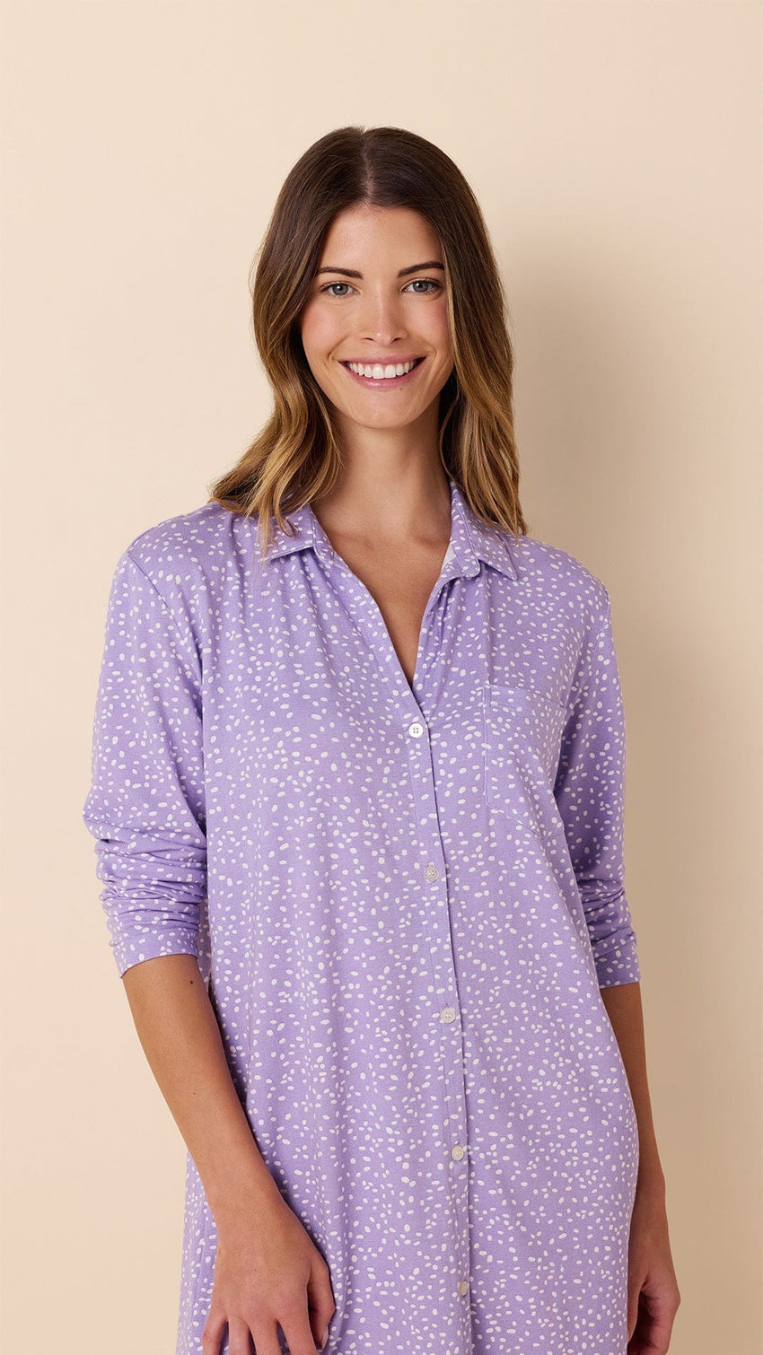 Confetti Dot Pima Knit Night Shirt - Lilac Extra Lilac
