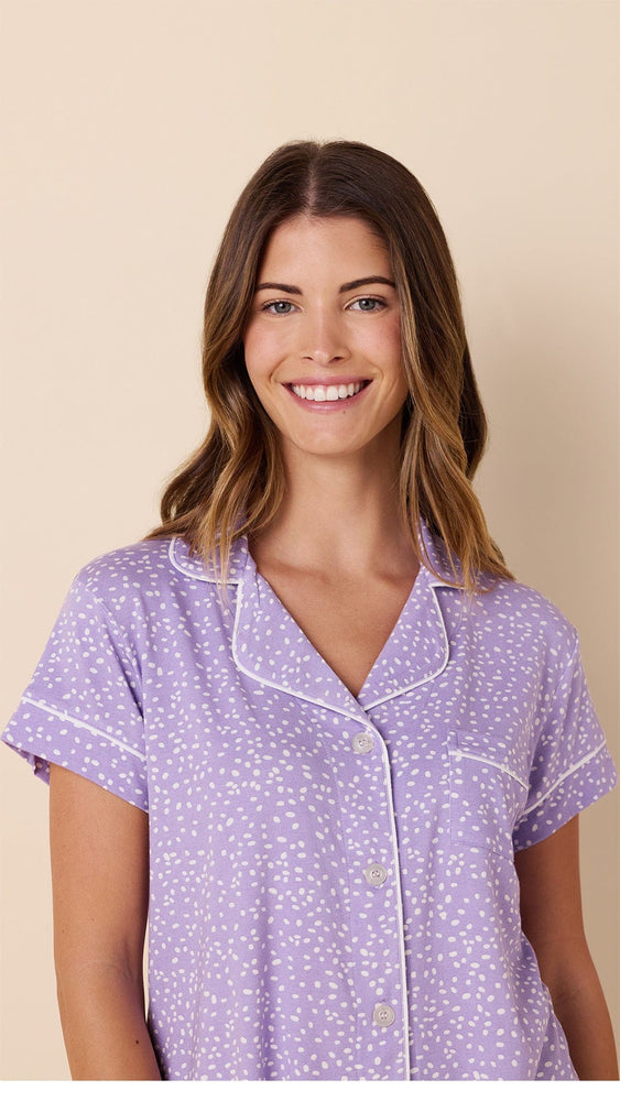 Confetti Dot Pima Knit Short Set - Lilac Extra Lilac