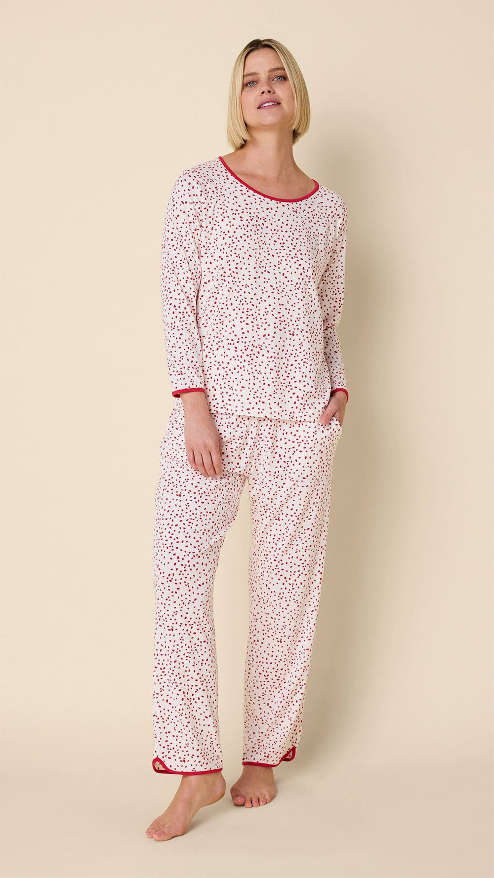 Confetti Dot Pima Knit Simple Set - White/Red Main White