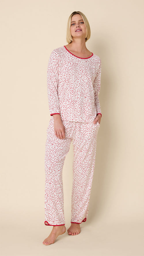 Confetti Dot Pima Knit Simple Set - Red Main White