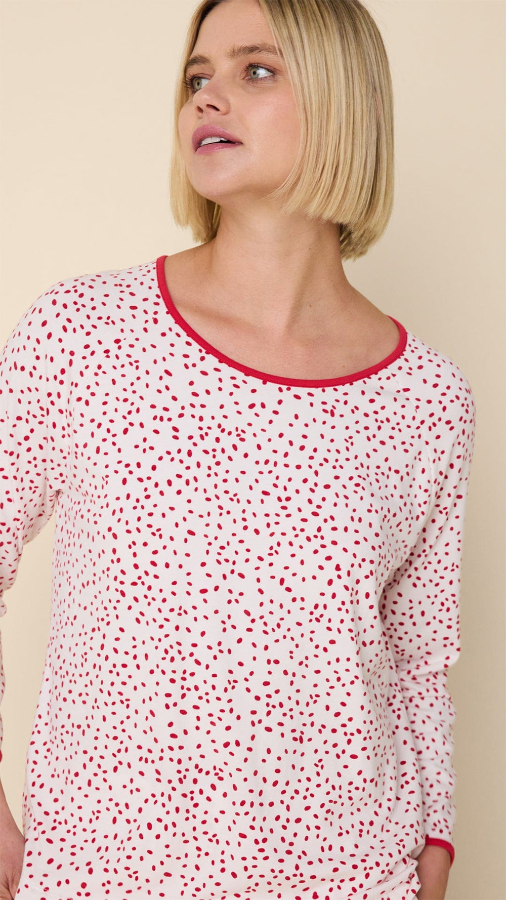 Confetti Dot Pima Knit Simple Set - White/Red Extra White