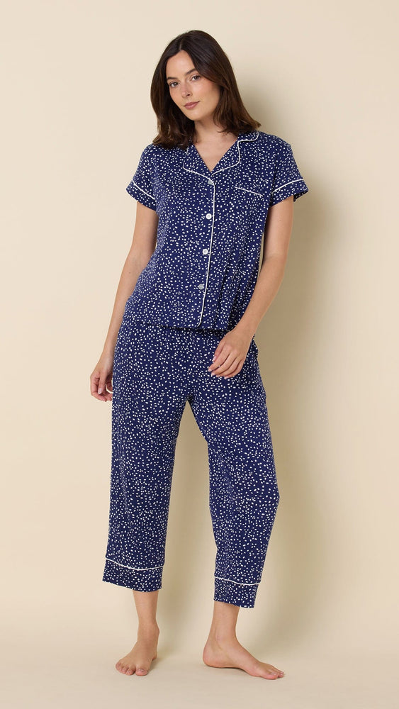 Confetti Dot Pima Knit Capri - Navy Hover Navy