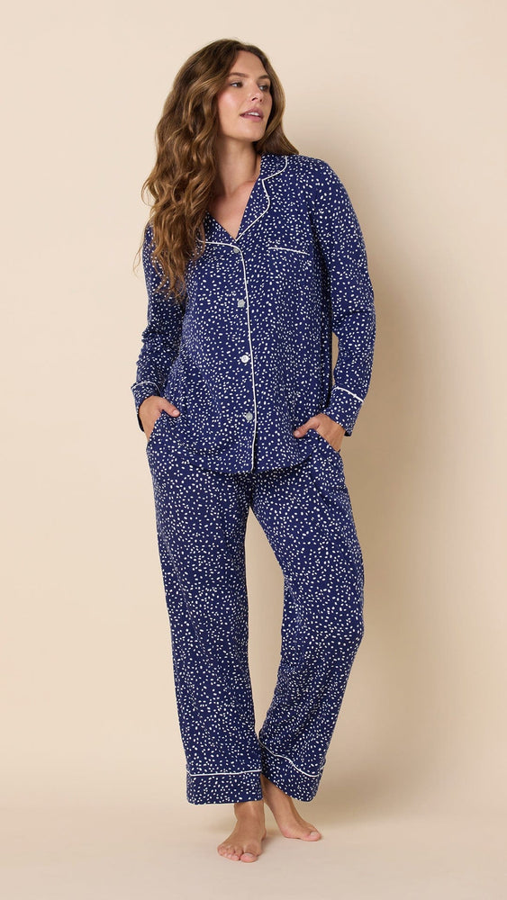 Confetti Dot Pima Knit Pajama - Navy Main Navy