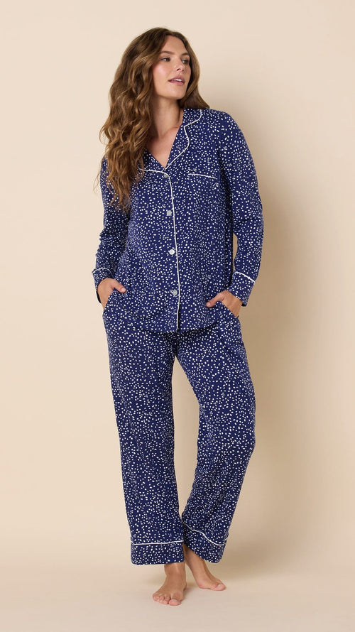 Confetti Dot Pima Knit Pajama - Navy Main Navy