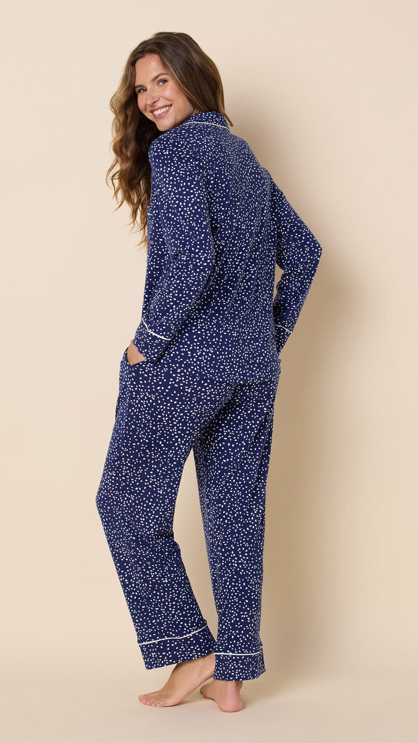 Confetti Dot Pima Knit Pajama - Navy Hover Navy