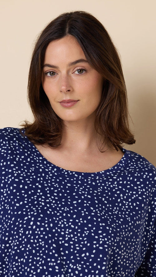 Confetti Dot Pima Knit Pullover Set - Navy