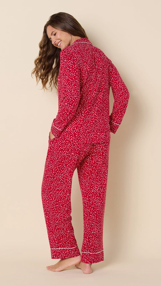 Confetti Dot Pima Knit Long-Sleeved Pajama - Red Extra Red