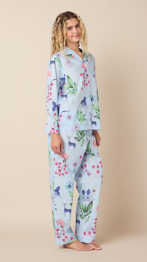 Deerly Luxe Pima Long-Sleeved Pajama Hover Blue