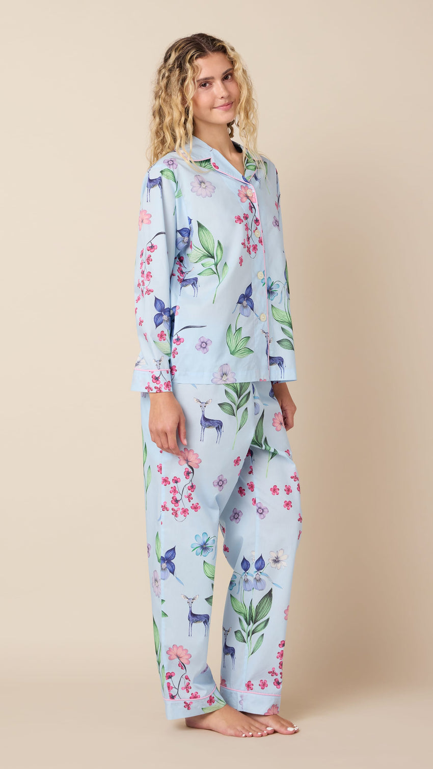 Deerly Luxe Pima Long-Sleeved Pajama Hover Blue