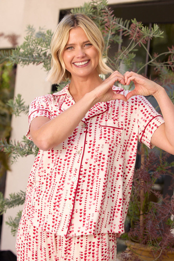 Dreamy Hearts Pima Knit Capri Set - White Main White