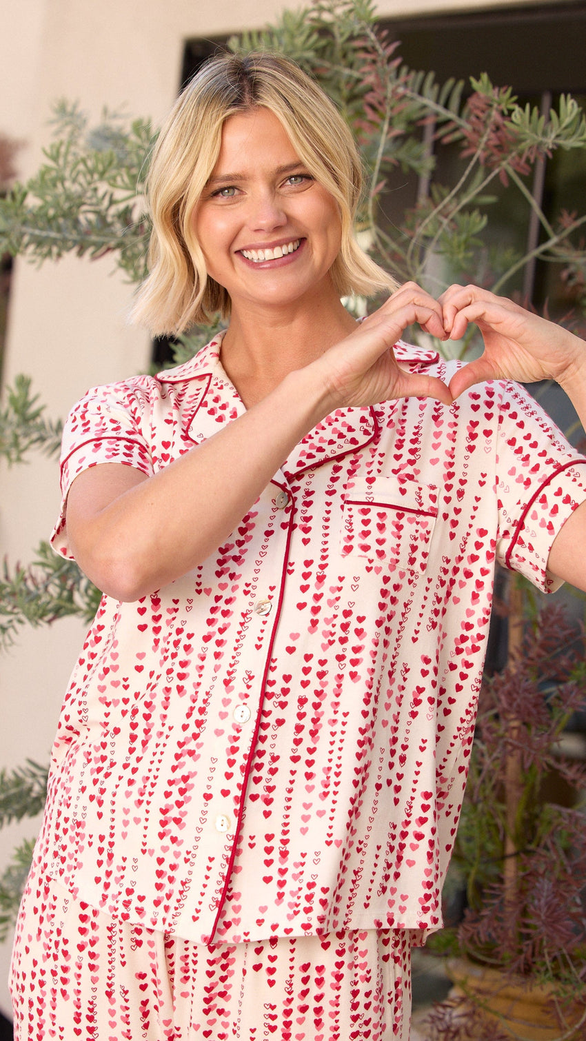 Dreamy Hearts Pima Knit Capri Set - White Main White