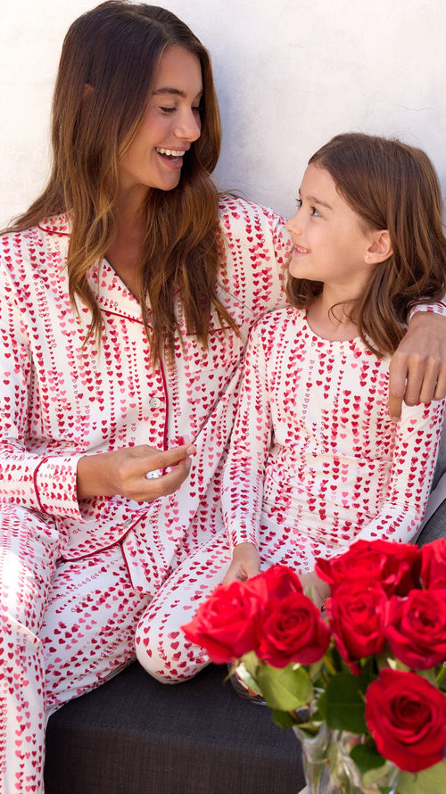 Dreamy Hearts Pima Knit Kids Pajama - White Extra White