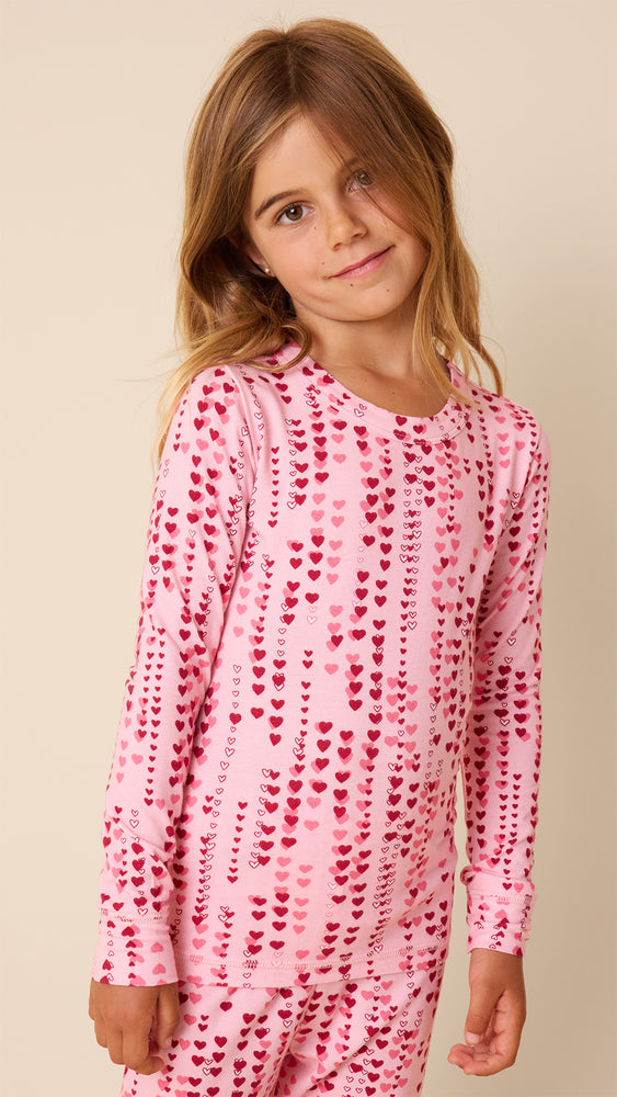 Dreamy Hearts Kids Pima Knit Pajama Extra Pink