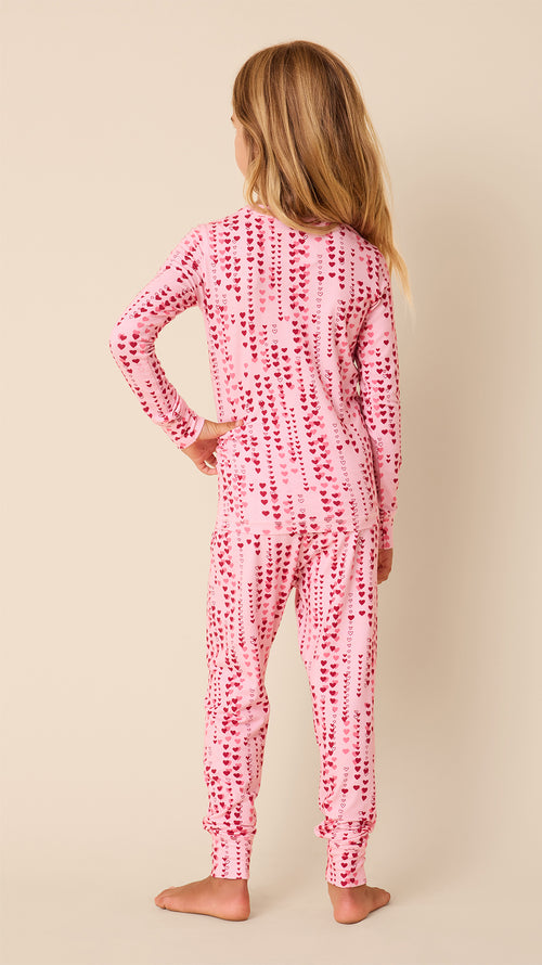 Dreamy Hearts Kids Pima Knit Pajama Hover Pink