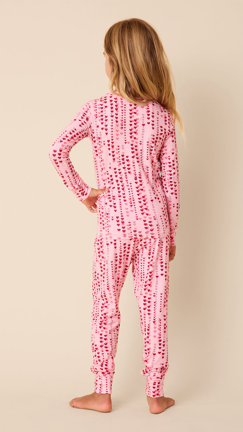 Dreamy Hearts Kids Pima Knit Pajama Hover Pink