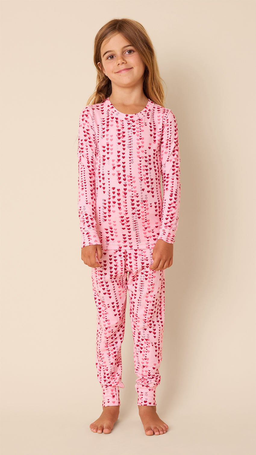 Dreamy Hearts Kids Pima Knit Pajama Main Pink