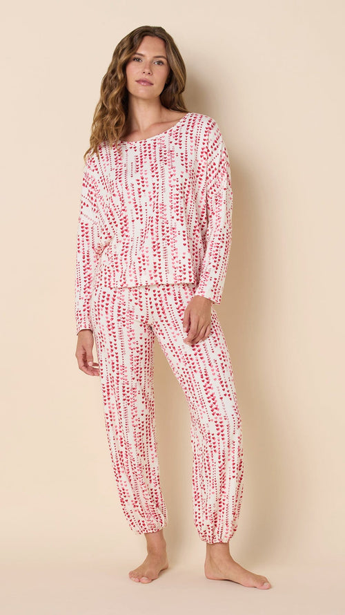 Dreamy Hearts Pima Knit Pullover Set - White main white