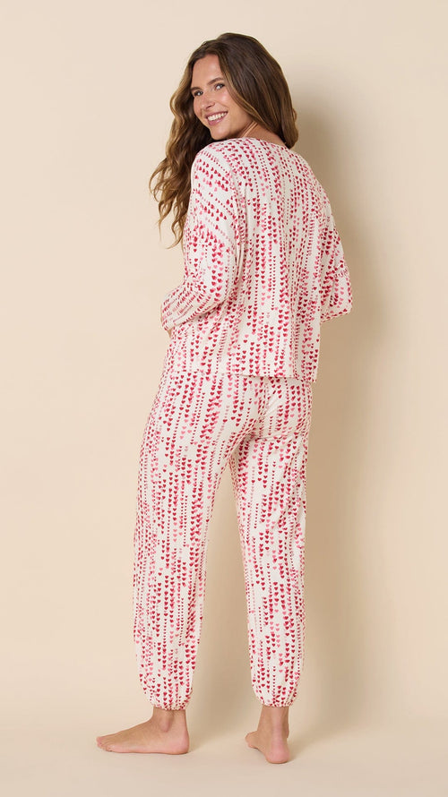 Dreamy Hearts Pima Knit Pullover Set - White hover white