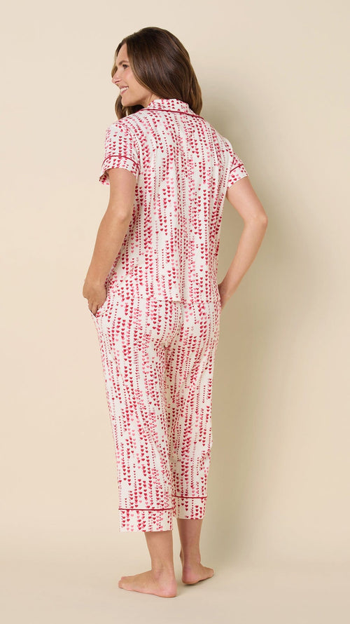 Dreamy Hearts Pima Knit Capri Set - White Hover White