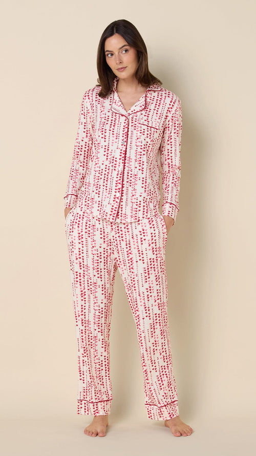 Dreamy Hearts Pima Knit Long-Sleeved Pajama - White Main White