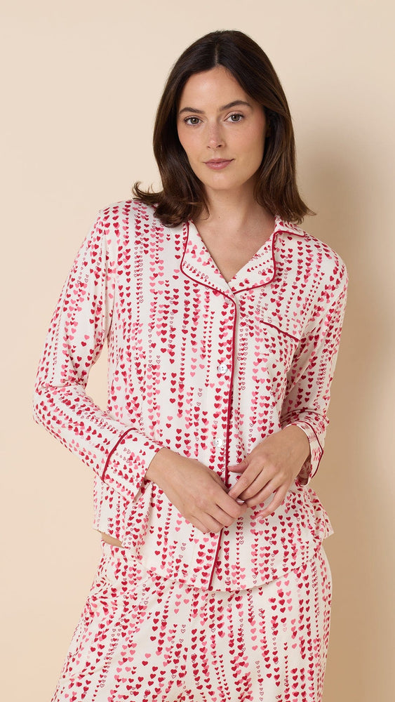 Dreamy Hearts Pima Knit Long-Sleeved Pajama - White Extra White