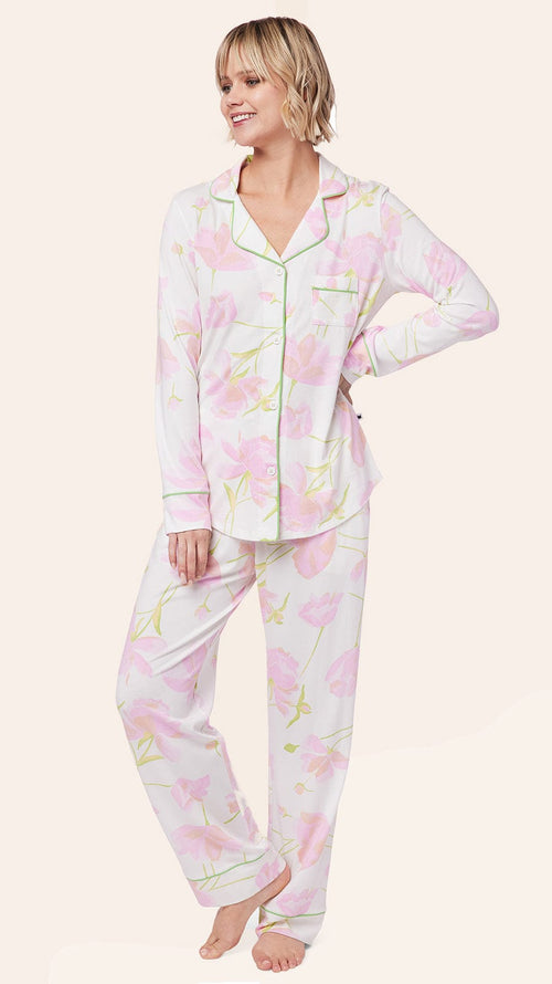 Emma Rose Pima Knit Pajama Main White