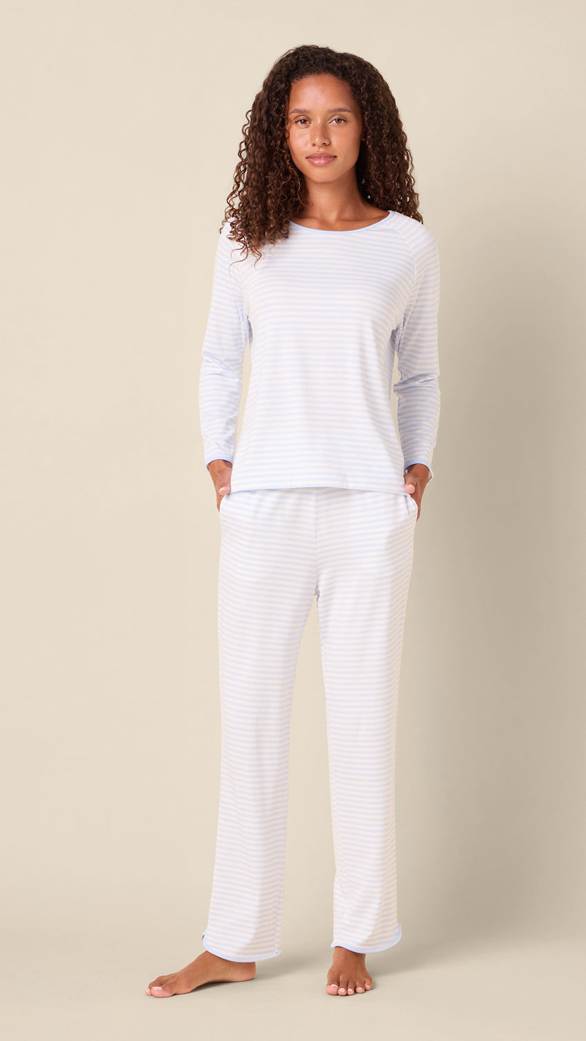 Essential Stripe Pima Knit Simple Set - Heavenly Blue Main Heavenly Blue