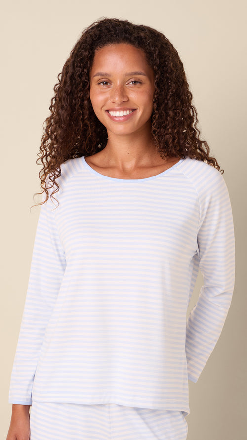 Essential Stripe Pima Knit Simple Set - Heavenly Blue Extra Heavenly Blue
