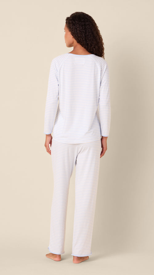 Essential Stripe Pima Knit Simple Set - Heavenly Blue Hover Heavenly Blue