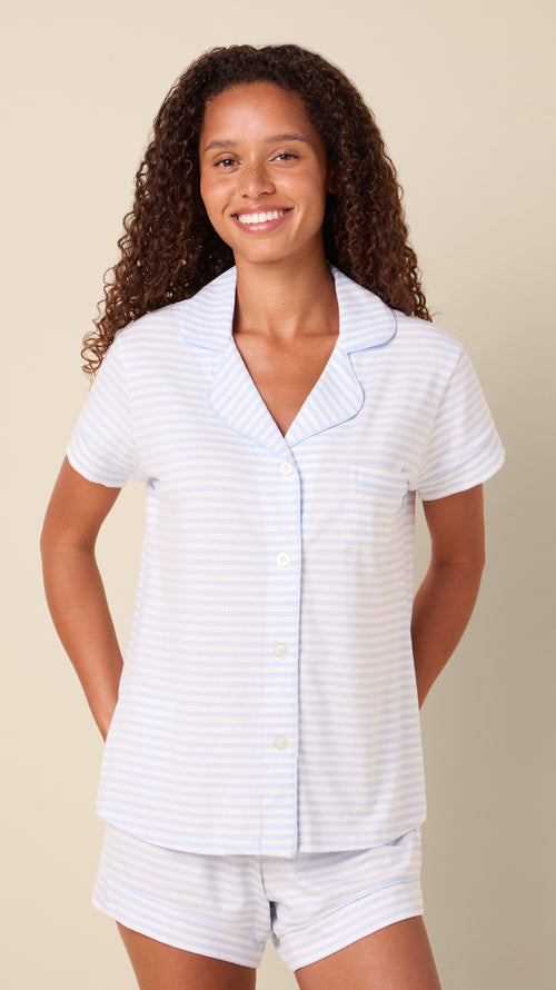 Essential Stripe Short Set - Heavenly Blue Extra Heavenly Blue