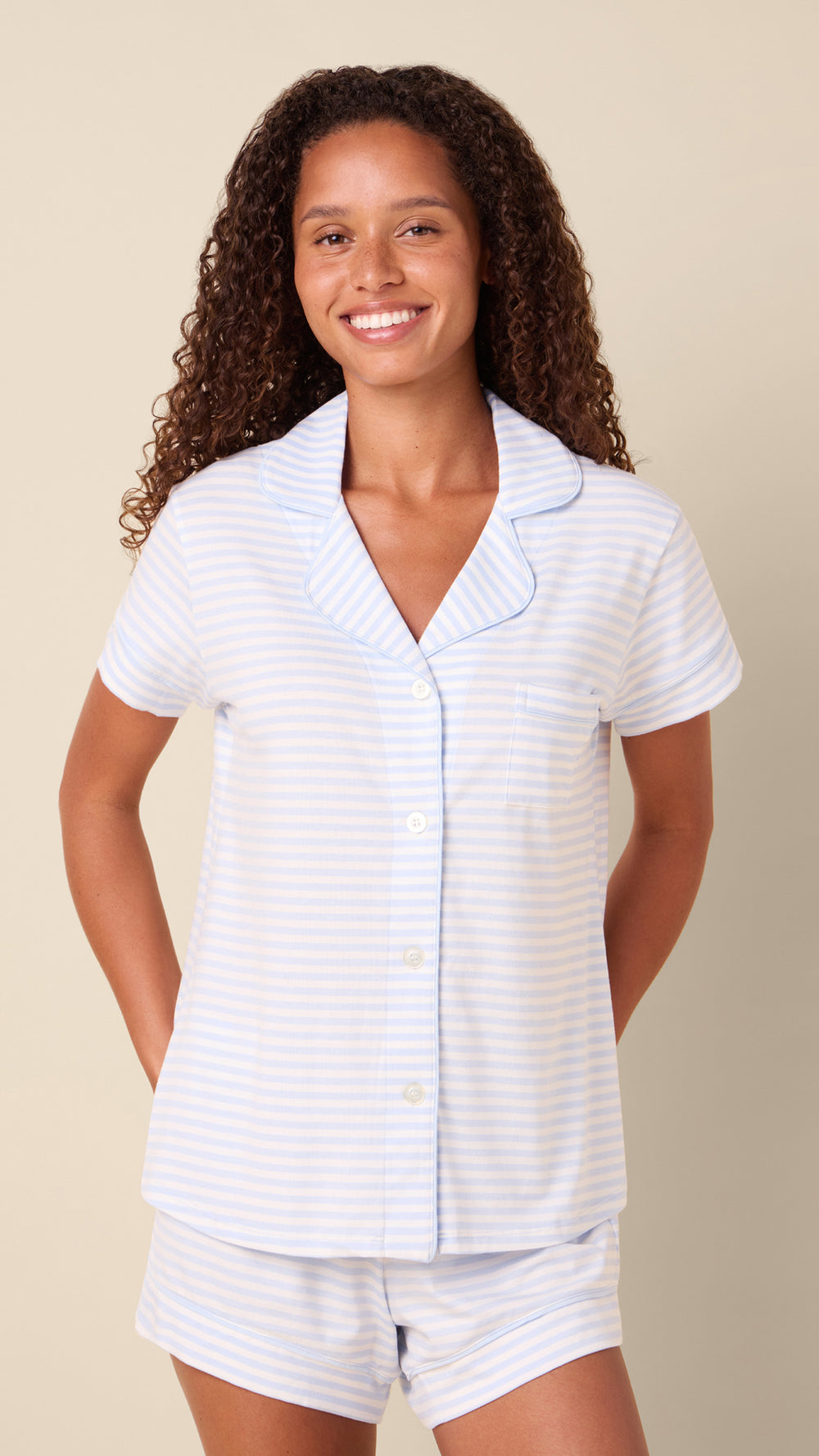 Essential Stripe Short Set - Heavenly Blue Extra Heavenly Blue