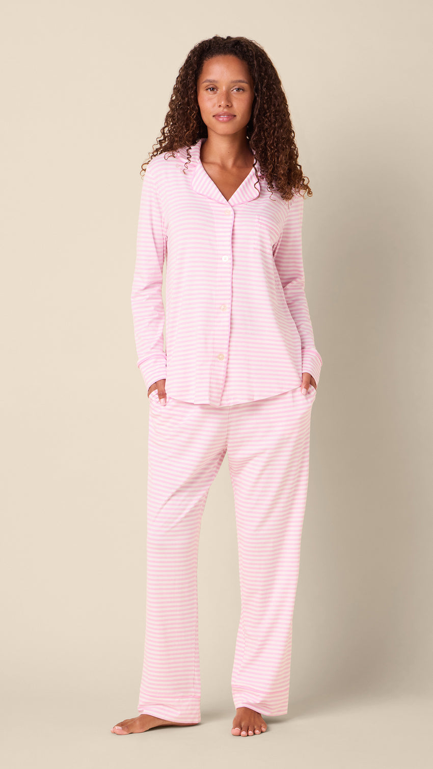 Essential Stripe Pima Knit Pajama - Pink Moment Extra Pink Moment