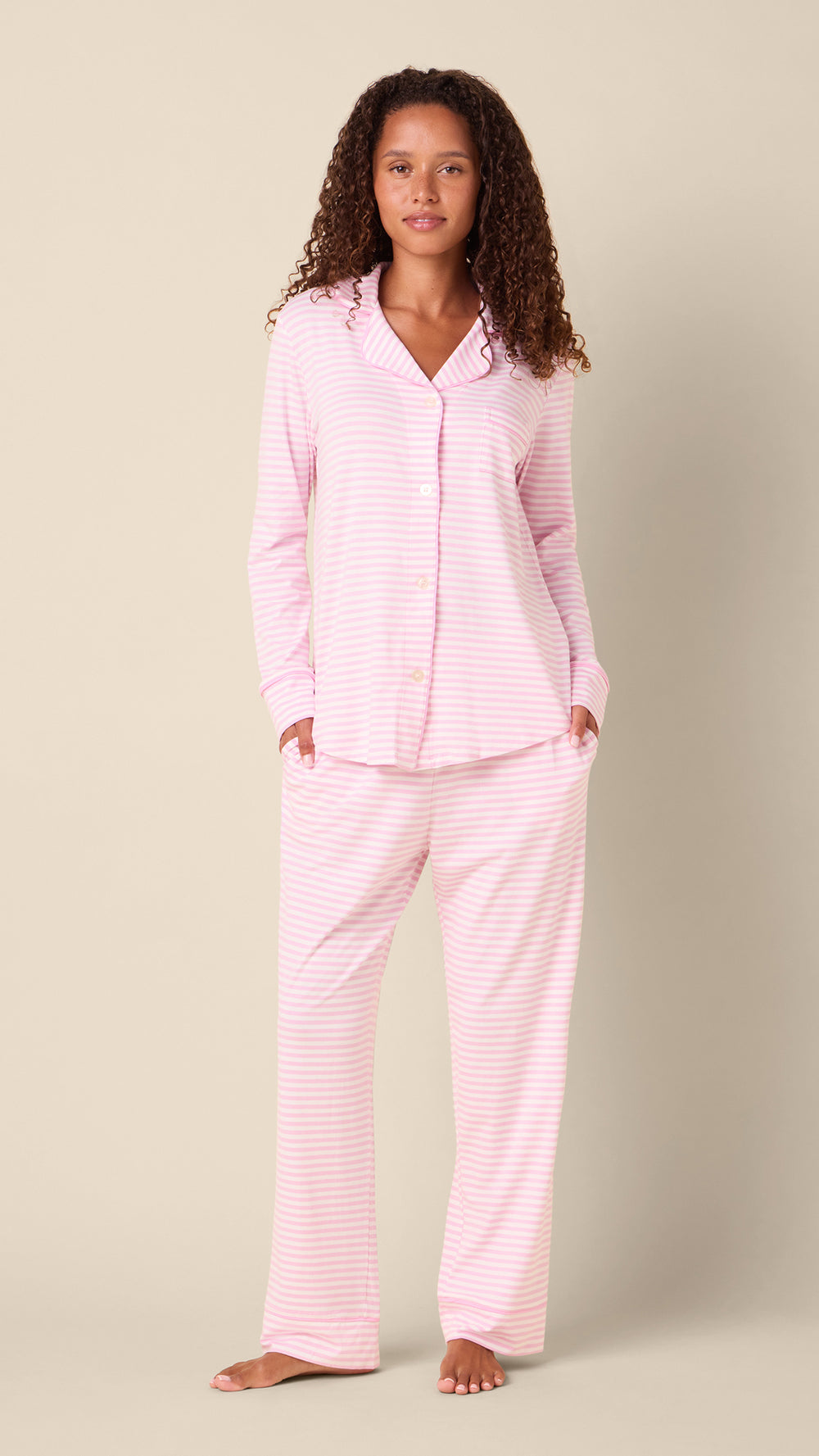 Essential Stripe Pima Knit Pajama - Pink Moment Extra Pink Moment