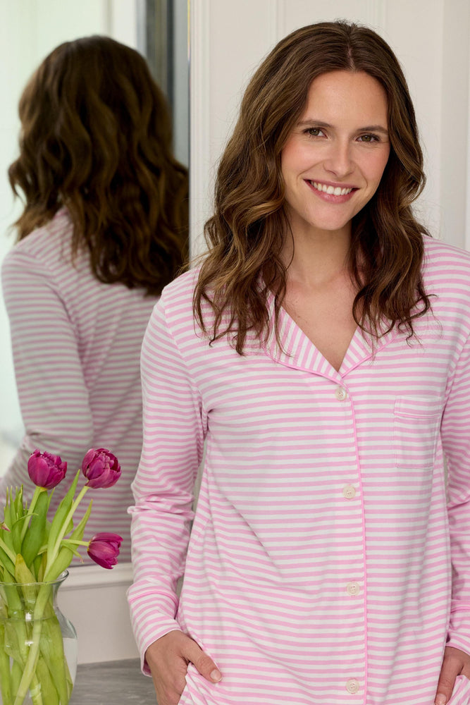 Essential Stripe Pima Knit Pajama - Pink Moment Extra Pink moment